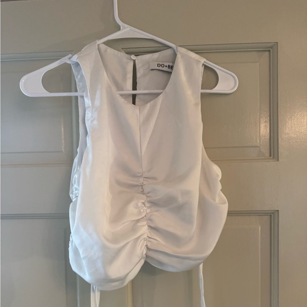 White silk crop top